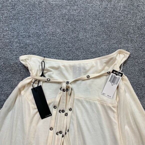 Hurley Skirt Womens XS Extra Small Ivory Pull On Grommet Belt Flowy Lightweight - Picture 4 of 13